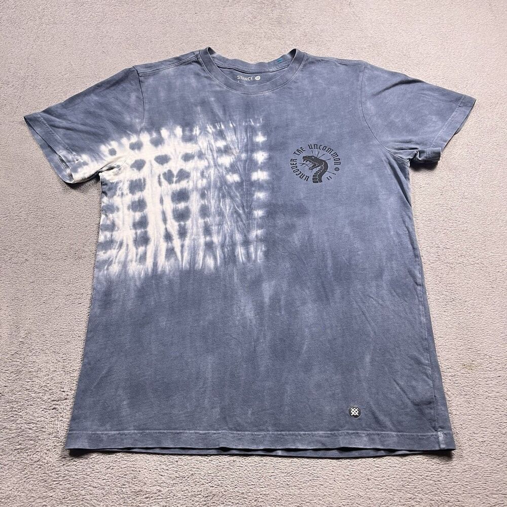 Stance The Crew T-Shirt Men's Small Blue Tie Dye Snake Graphic Streetwear